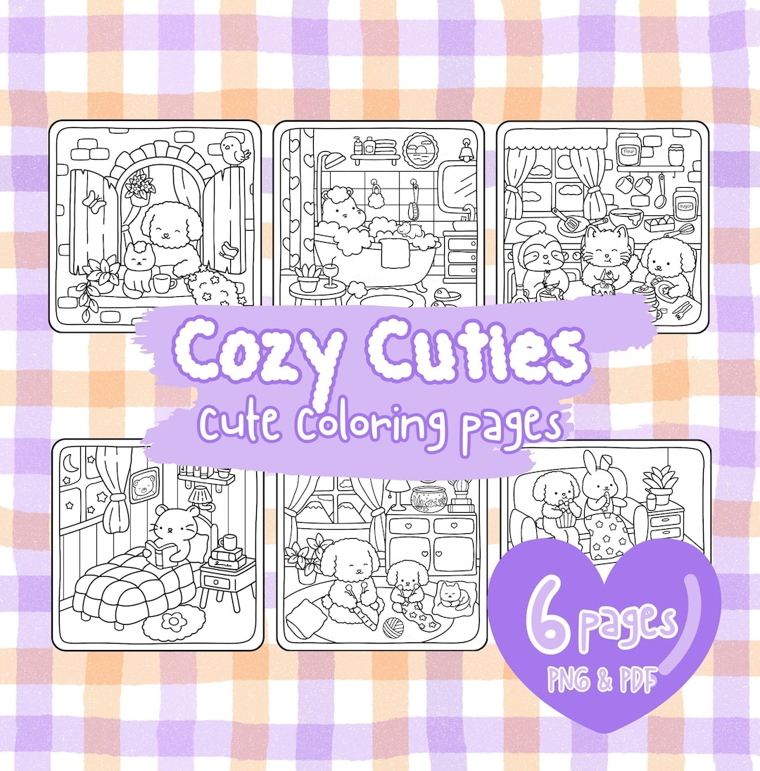 Cozy Cuties Super Cute Cozy Coloring Pages 6 Adorable PDF And PNG 