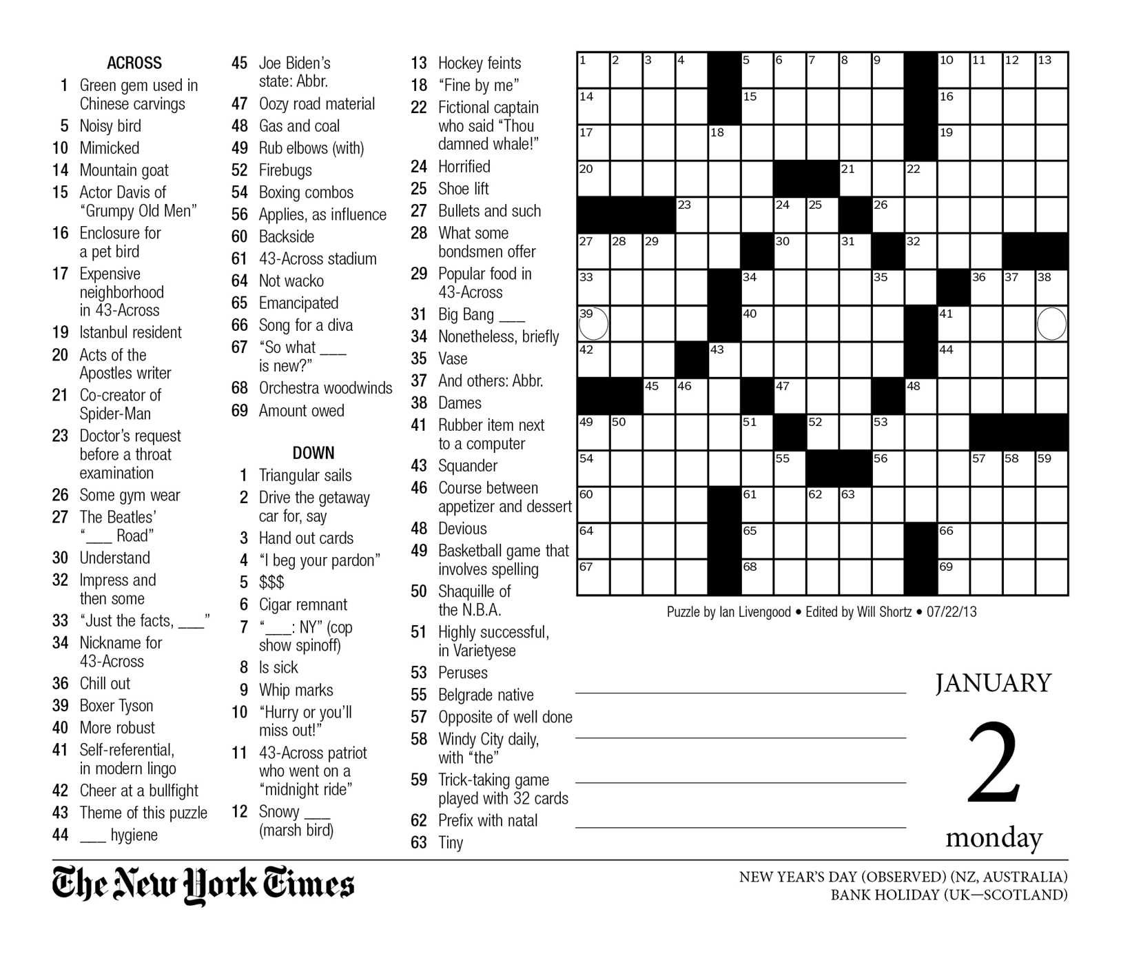 Free Printable New York Times Puzzles