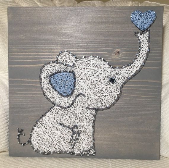 CUSTOM Elephant Love String Art Sign Baby Elephant By KiwiStrings 