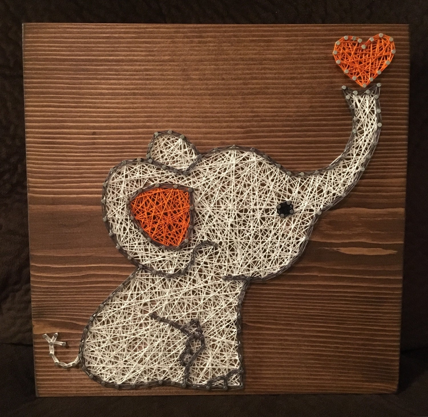 CUSTOM Elephant String Art Sign Baby Elephant Love By KiwiStrings