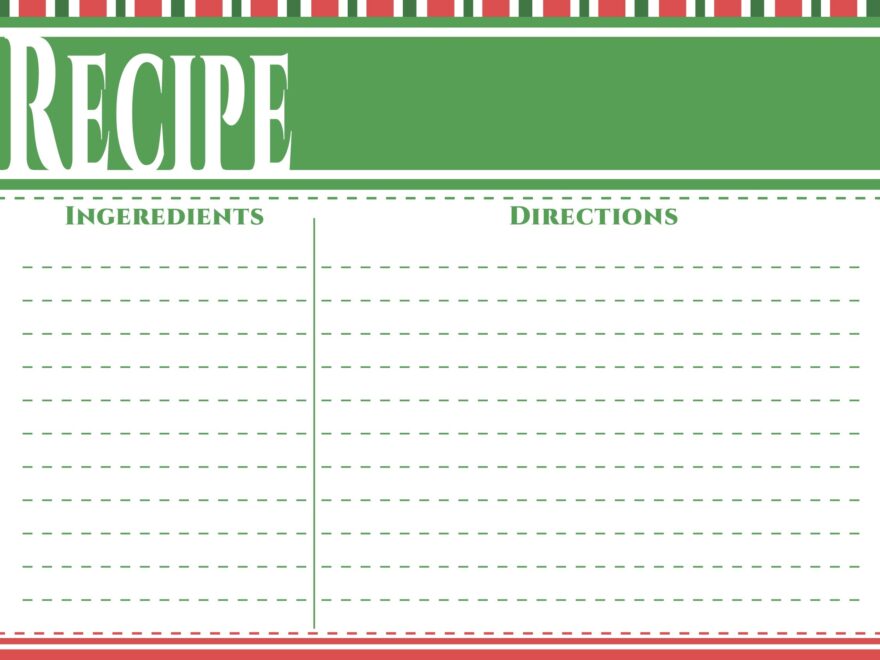 Customizable Christmas Recipe Card Template 6 Free PDF Printables