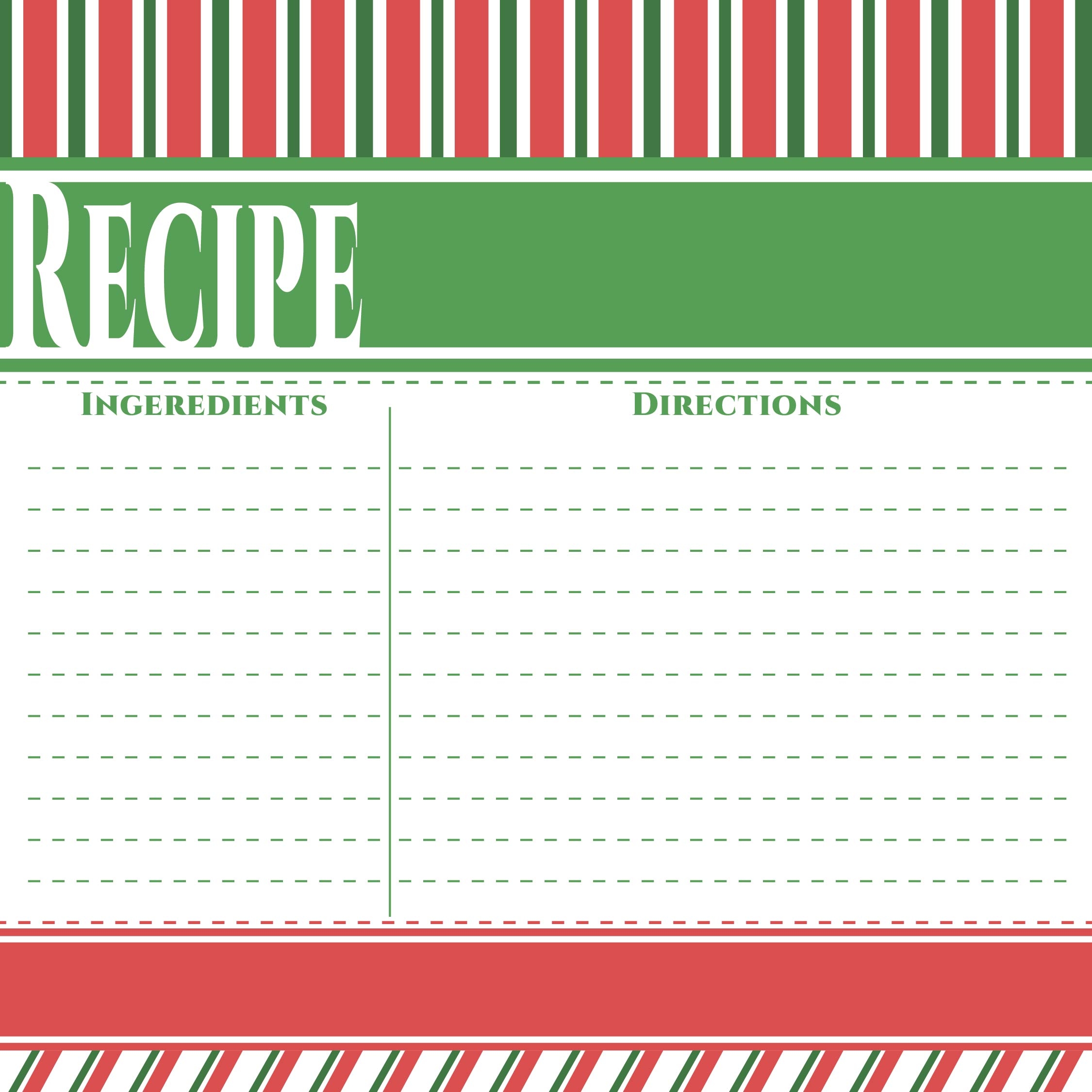 Customizable Christmas Recipe Card Template 6 Free PDF Printables 