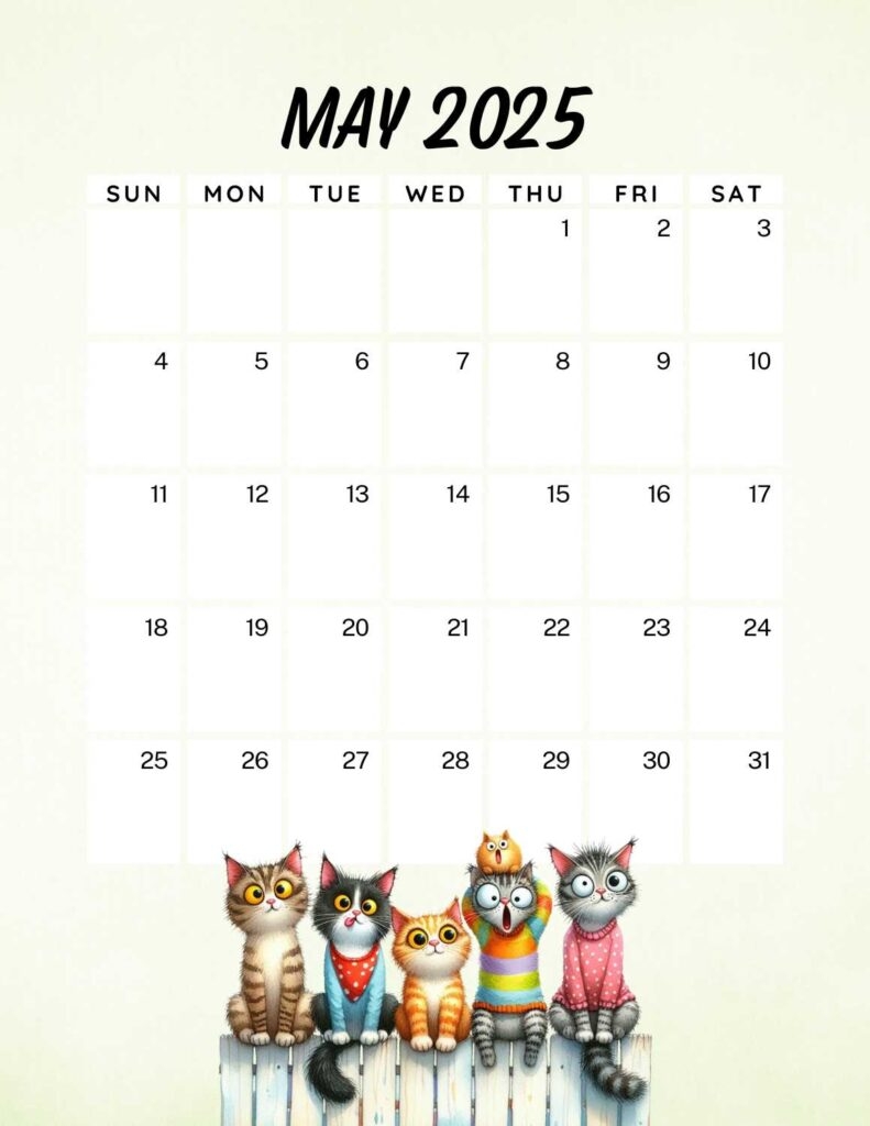 Free Printable Kitten Calendars 2025