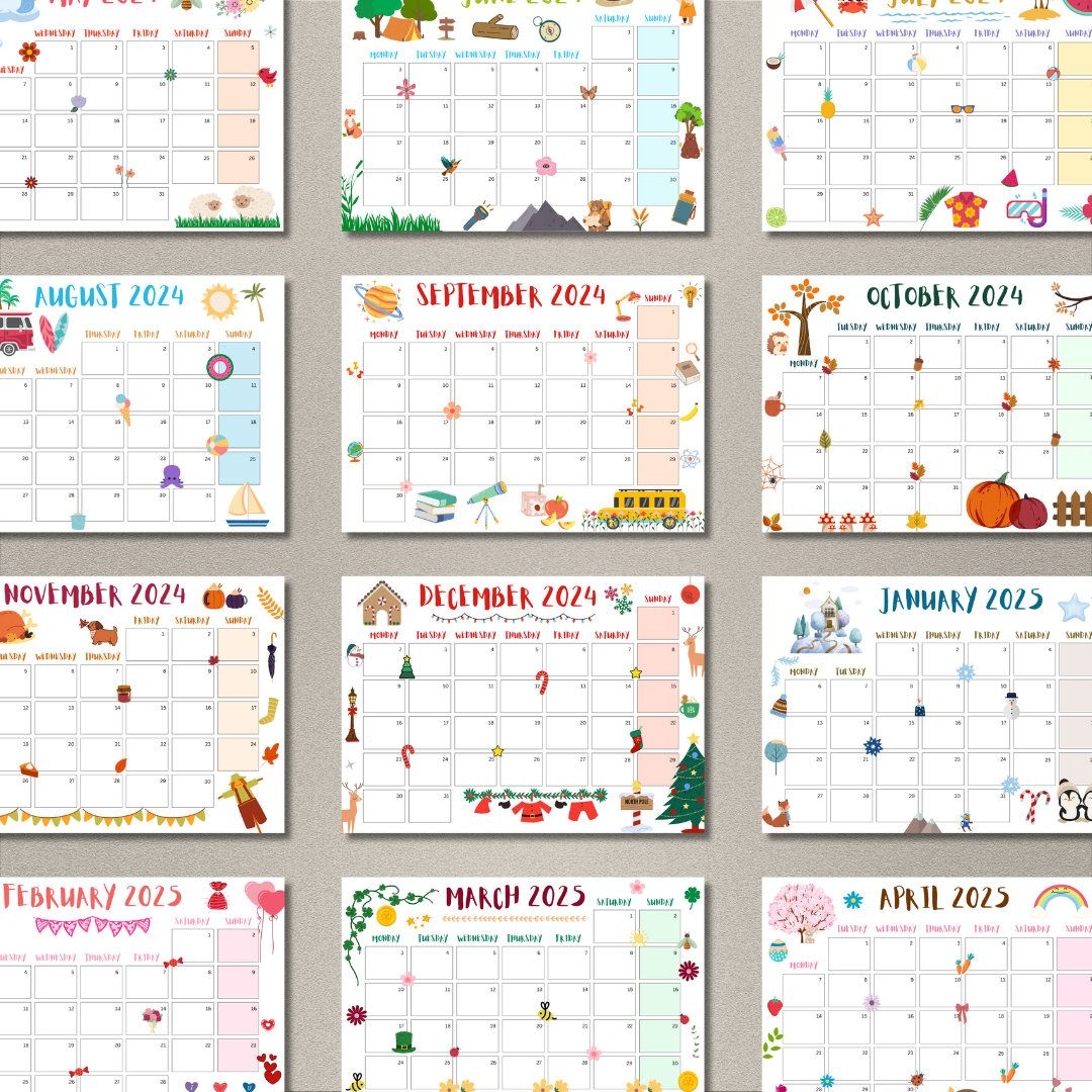 Cute Printable School Calendar 2024 2025 Monthly Planner Ready To Cute Printable School Calendar 2024 2025 Monthly Planner Ready To