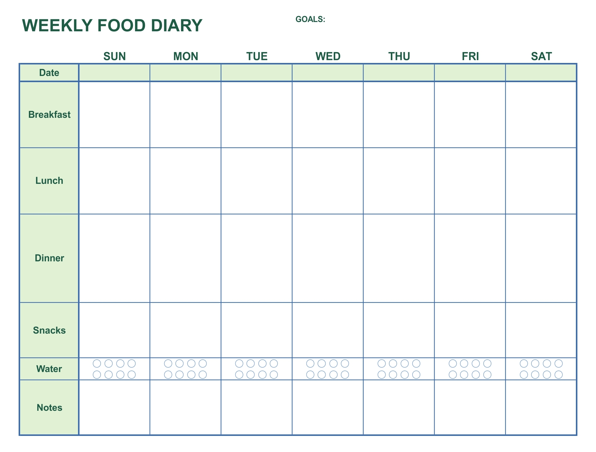 Free Printable Food Journal For Weight Loss