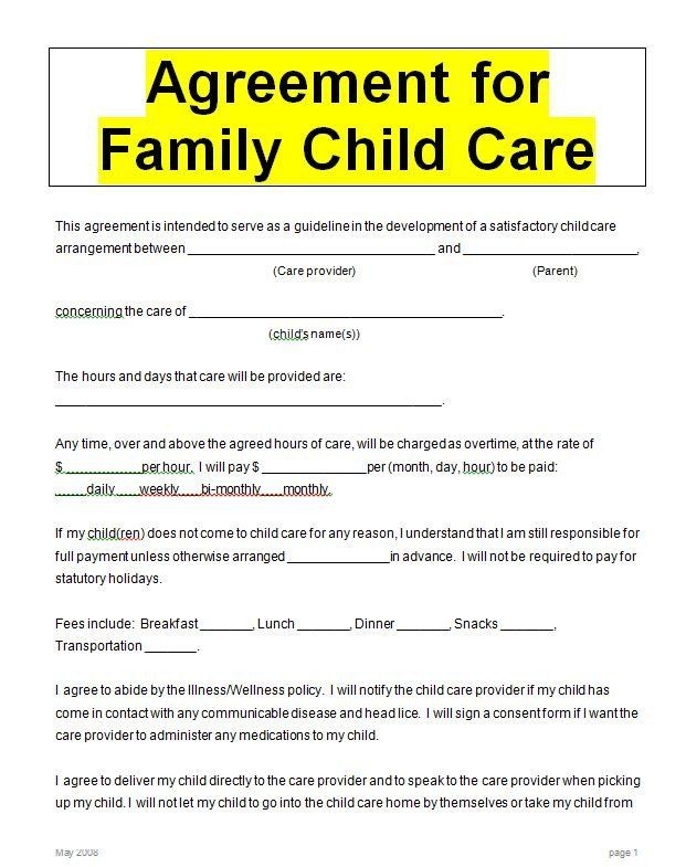 Daycare Contract Template