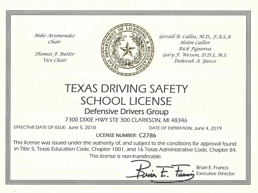 Defensive Driving Course Online Texas Printable Certificate
