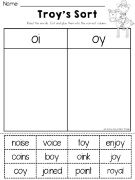 Diphthongs OI OY Printables Center Games By A Sunny Day In First Grade