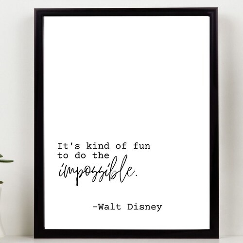 Disney Quote Print Minimalist Wall Art Famous Walt Disney Etsy