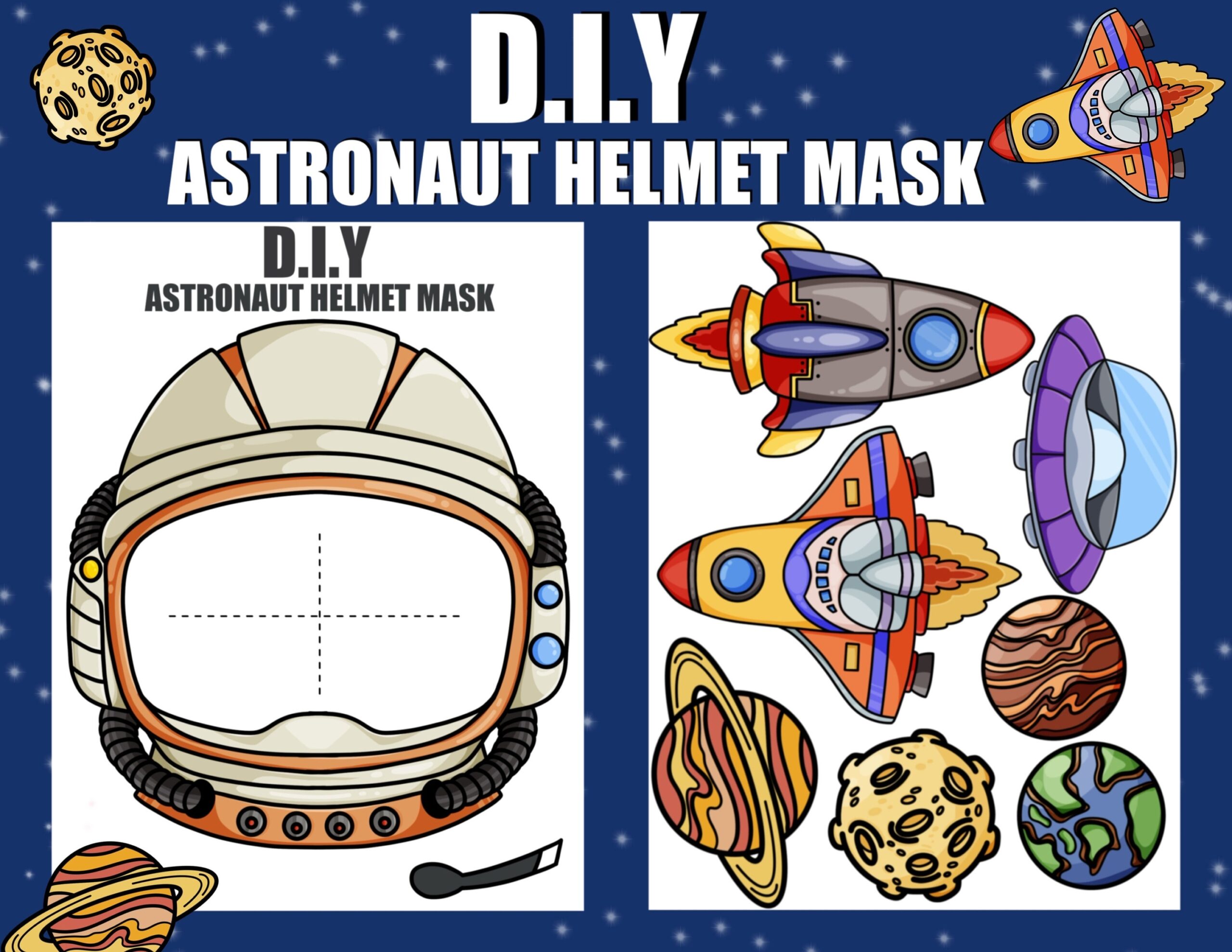 DIY Printable Astronaut Helmet Mask Craft children 39 s Art Project helmet 