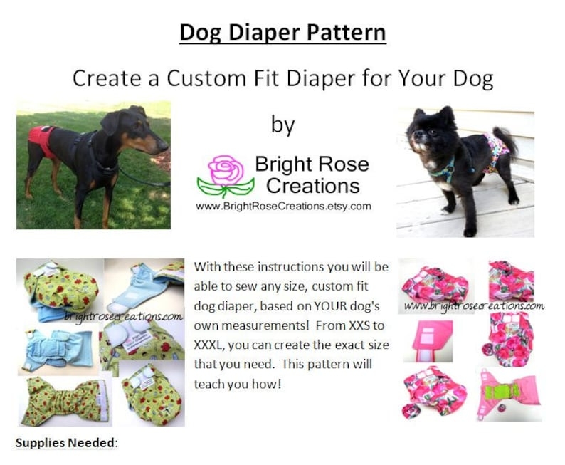 Dog Diaper PDF Pattern Sewing Instructions Do It Yourself DIY 