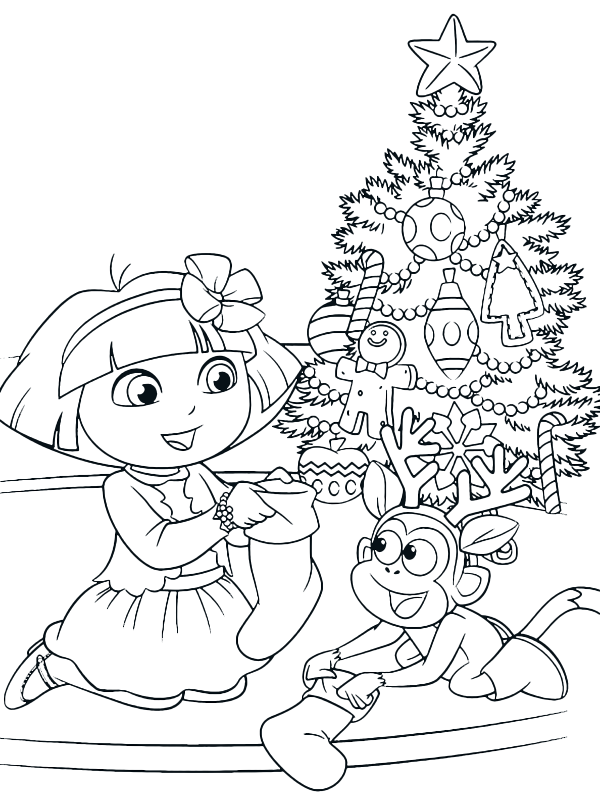 Dora Christmas Coloring Pages Dora And Boots Xmas Printables My XXX 