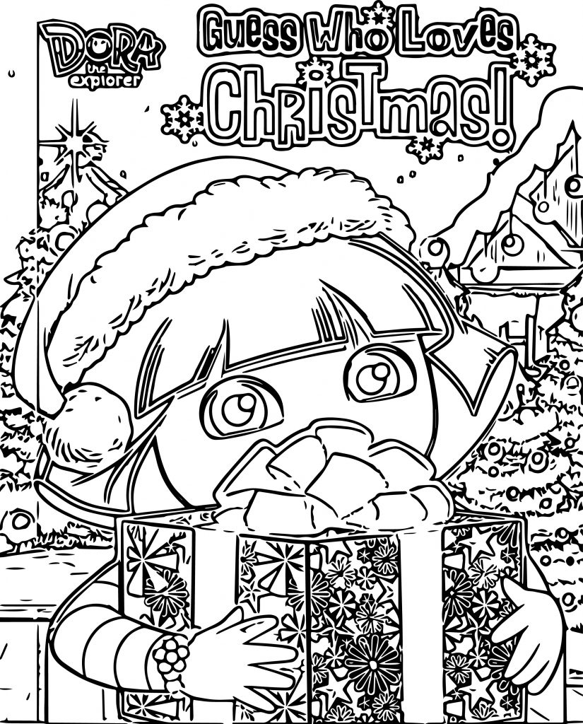 Dora The Explorer Christmas Coloring Pages Dora The Explorer Christmas 