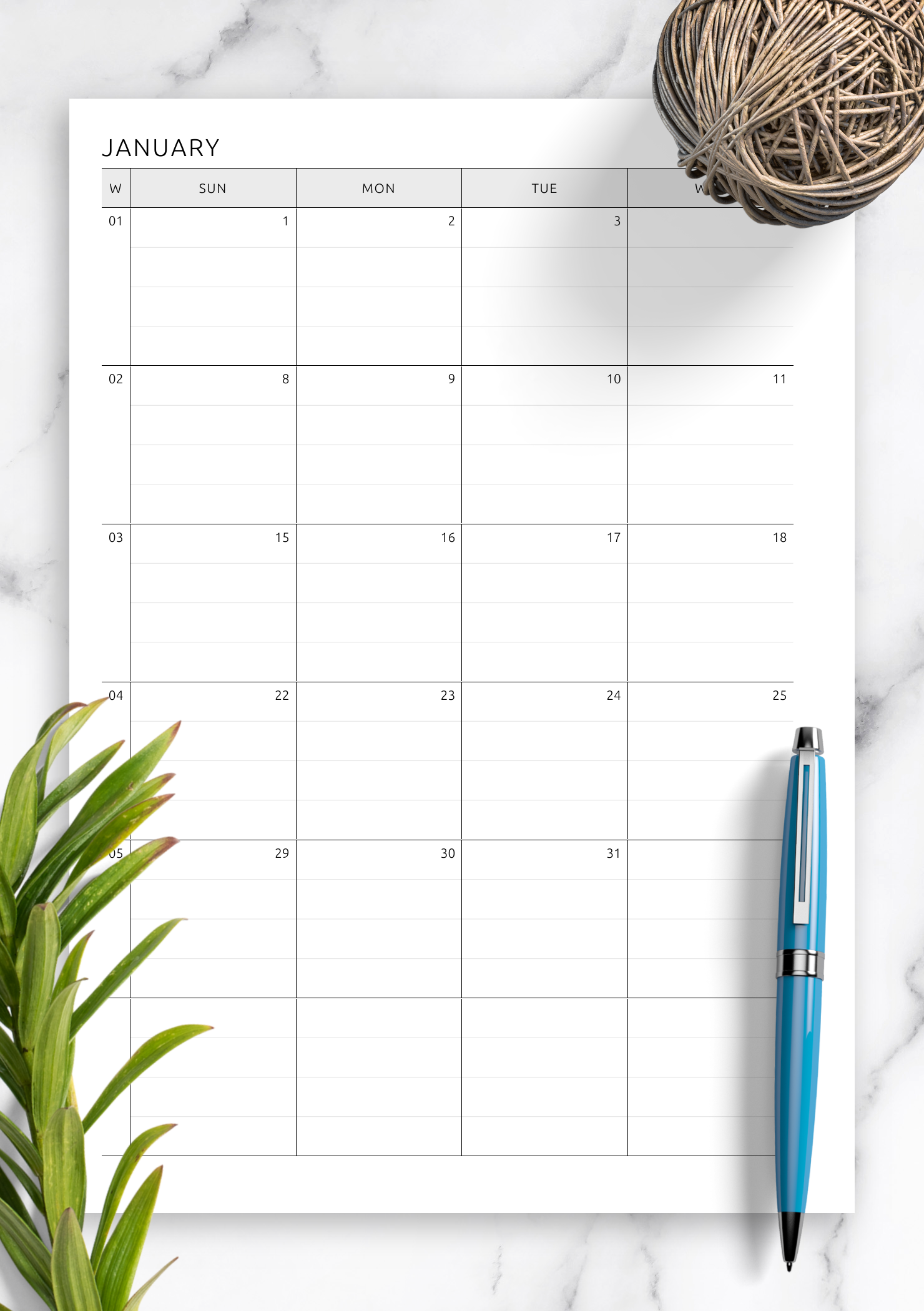 Printable 2 Page Monthly Calendar