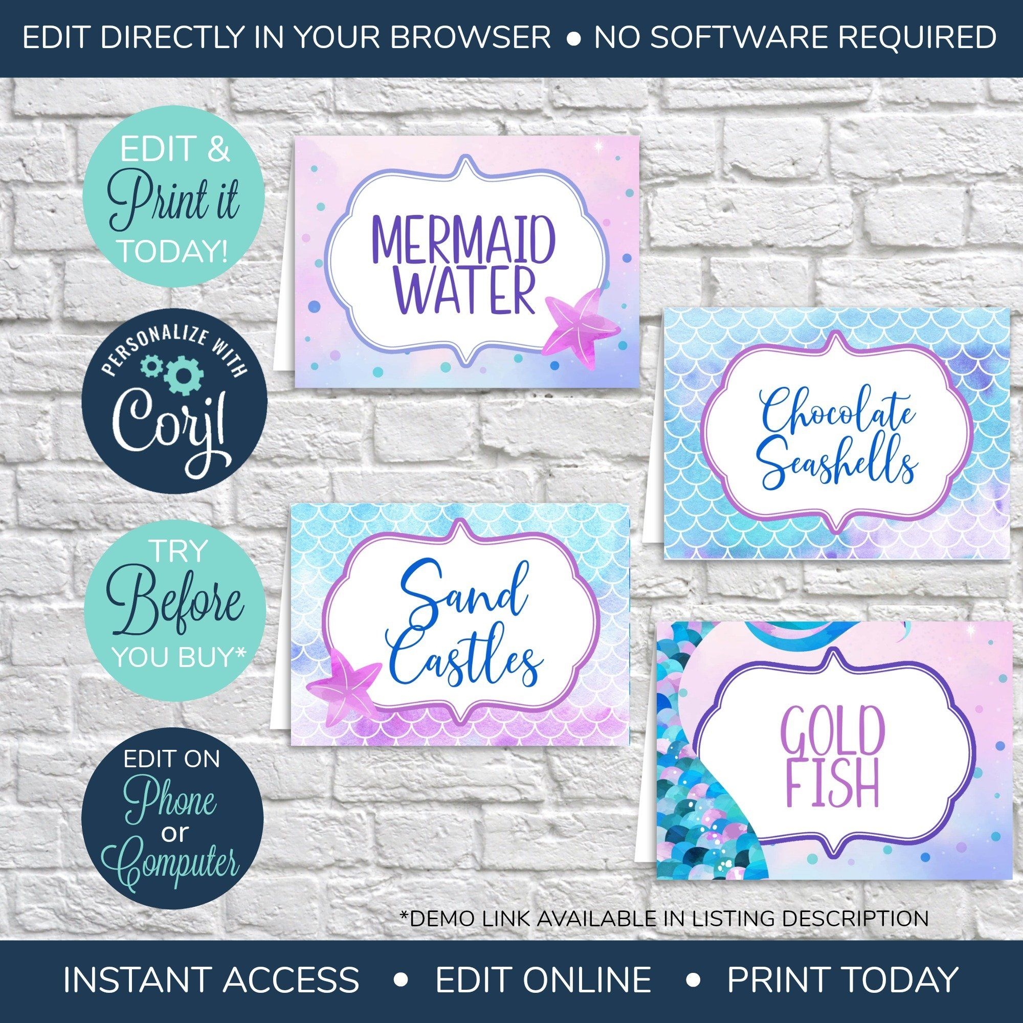 Free Printable Mermaid Food Labels