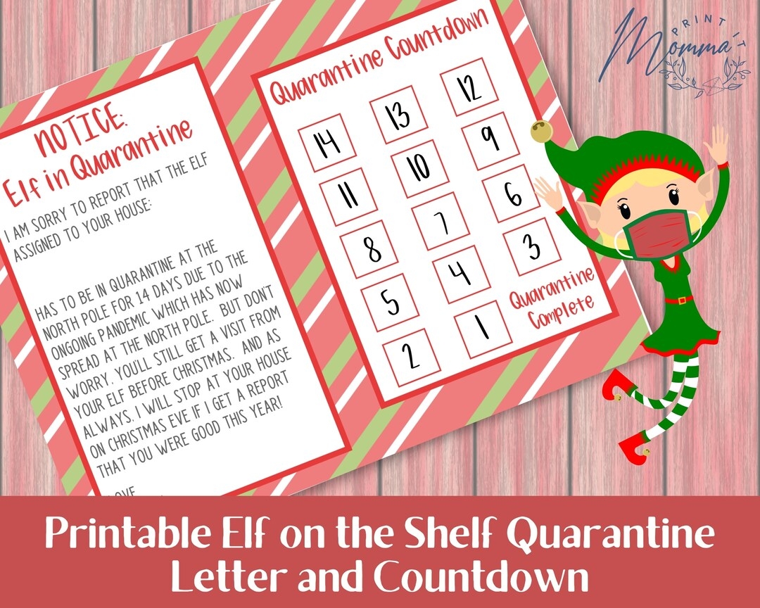 Elf In Quarantine Printable Quarantined Naughty Elf Letter Digital 