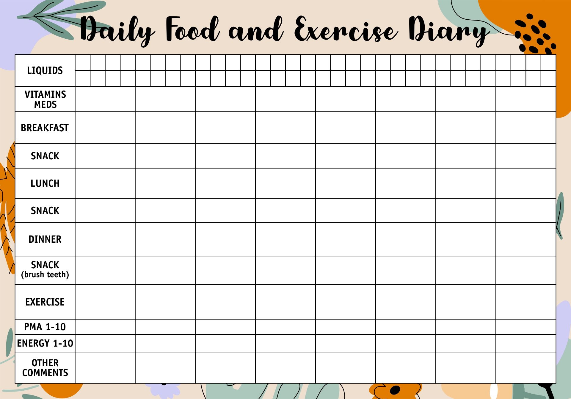 Exercise For Weight Loss Food Journal Free 10 Free PDF Printables 