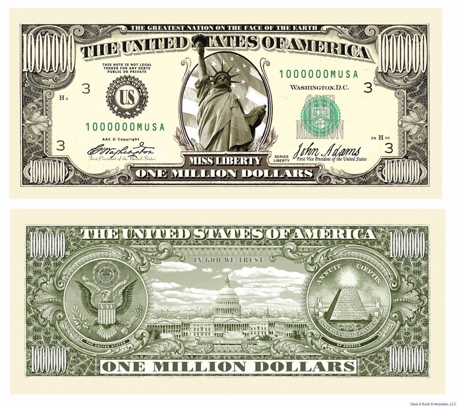 Fake Million Dollar Bill Printable
