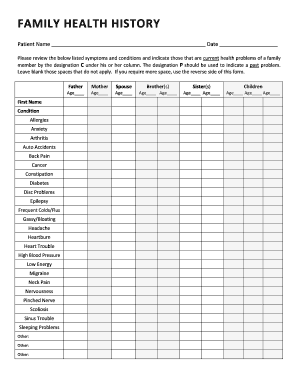 Family Health History Form Fill And Sign Printable Template Online