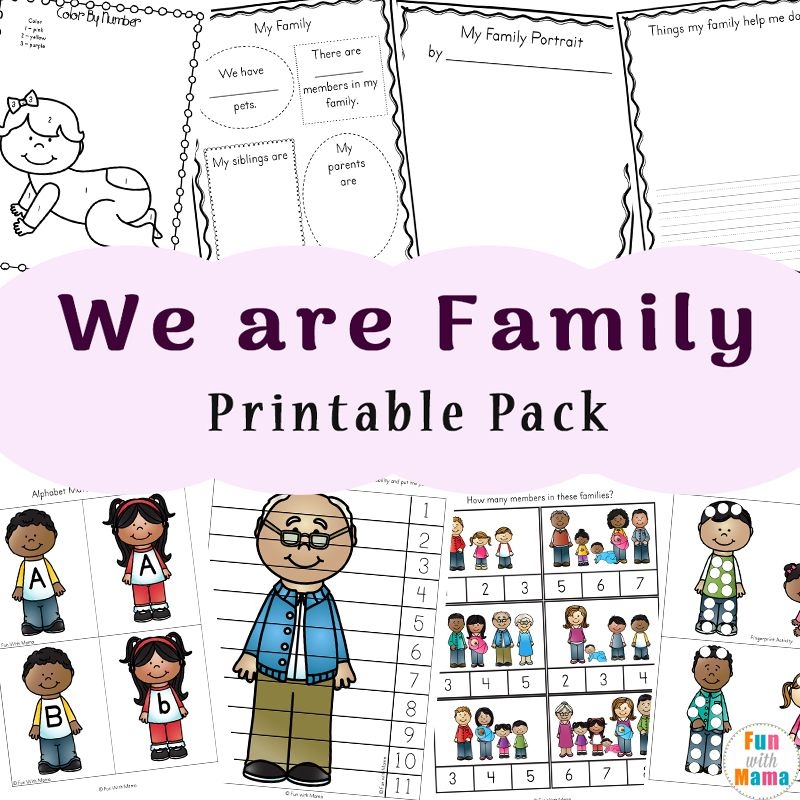 Family Theme Preschool Activities Worksheets For Kindergarten 