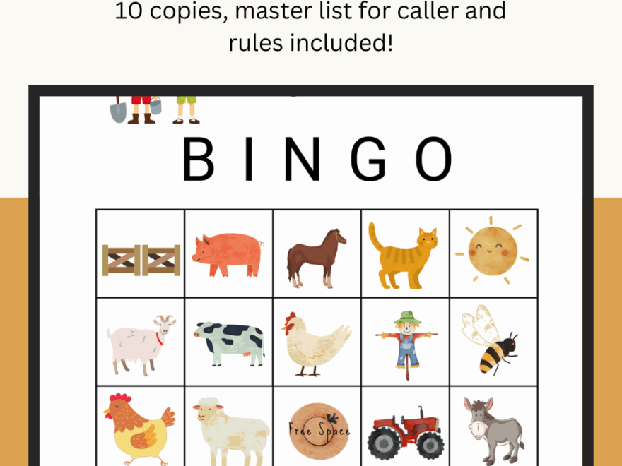 Farm Animal Bingo Printable Bingo Cards Cr enviro