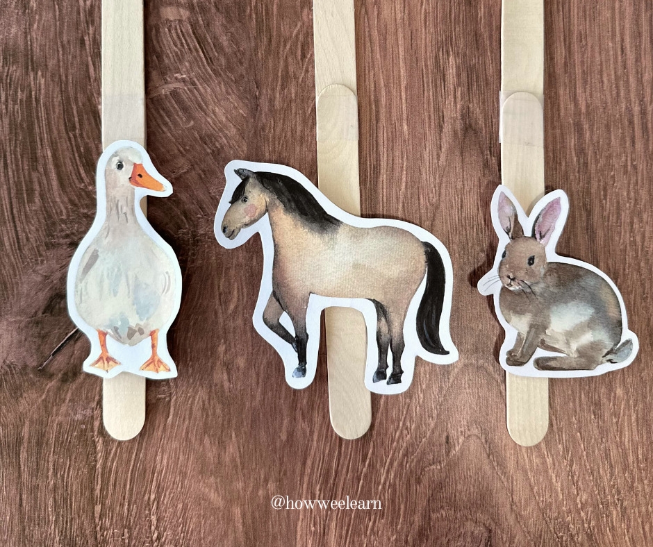 Printable Farm Animal Stick Puppets