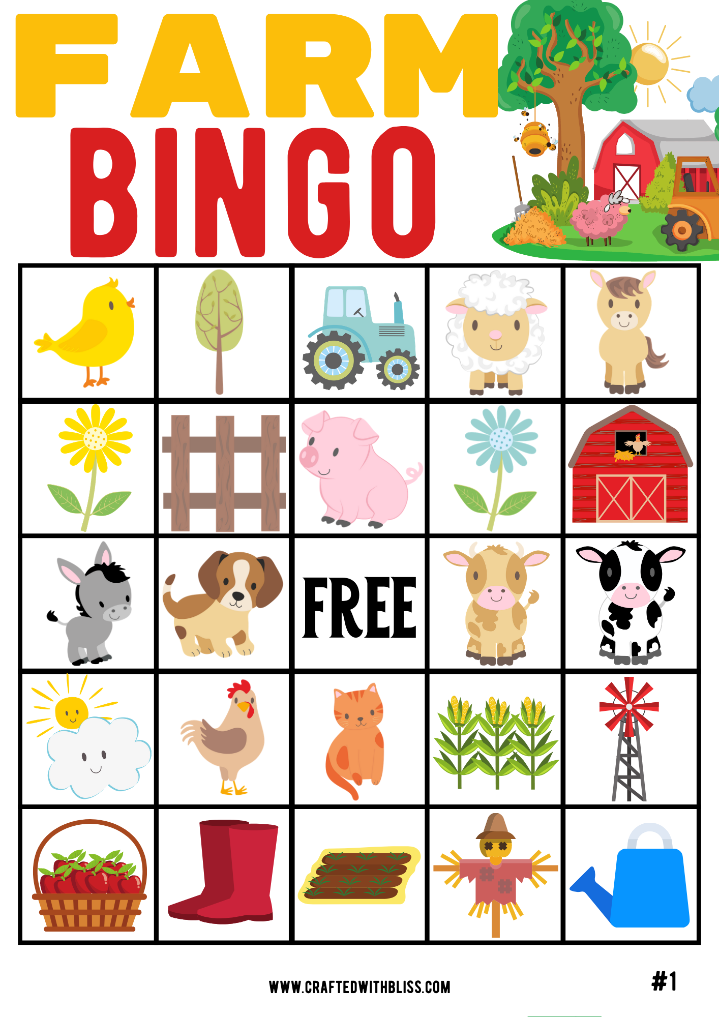 Farm Bingo For Kids Farm Printable For Kids Bingo For Kids Bingo 