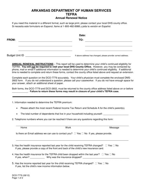Form DCO 7779 Fill Out Sign Online And Download Printable PDF 