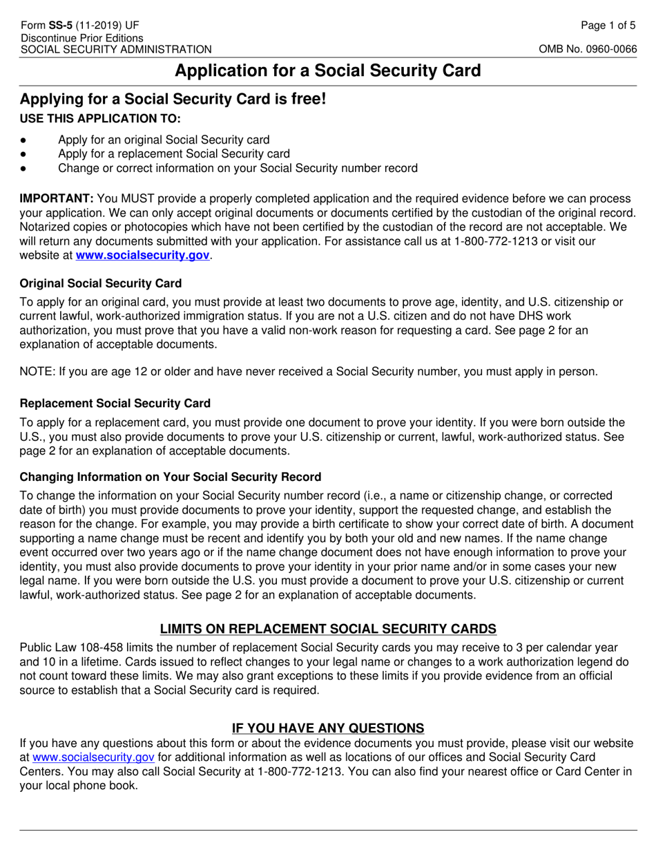 Form SS 5 Download Fillable PDF Or Fill Online Application For A Social 