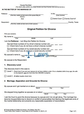 Form The Uncontested Divorce Process Without Children Packet Texas Form The Uncontested Divorce Process Without Children Packet Texas