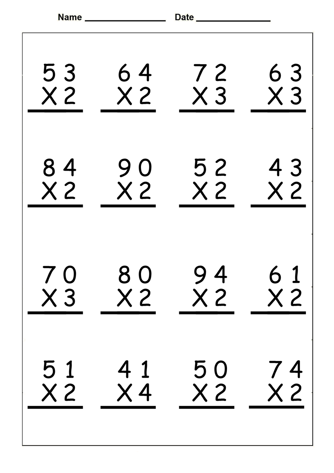 Fourth Grade Math Printable Worksheet