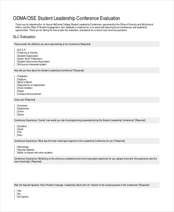 Teen Leadership Conference Printable Form