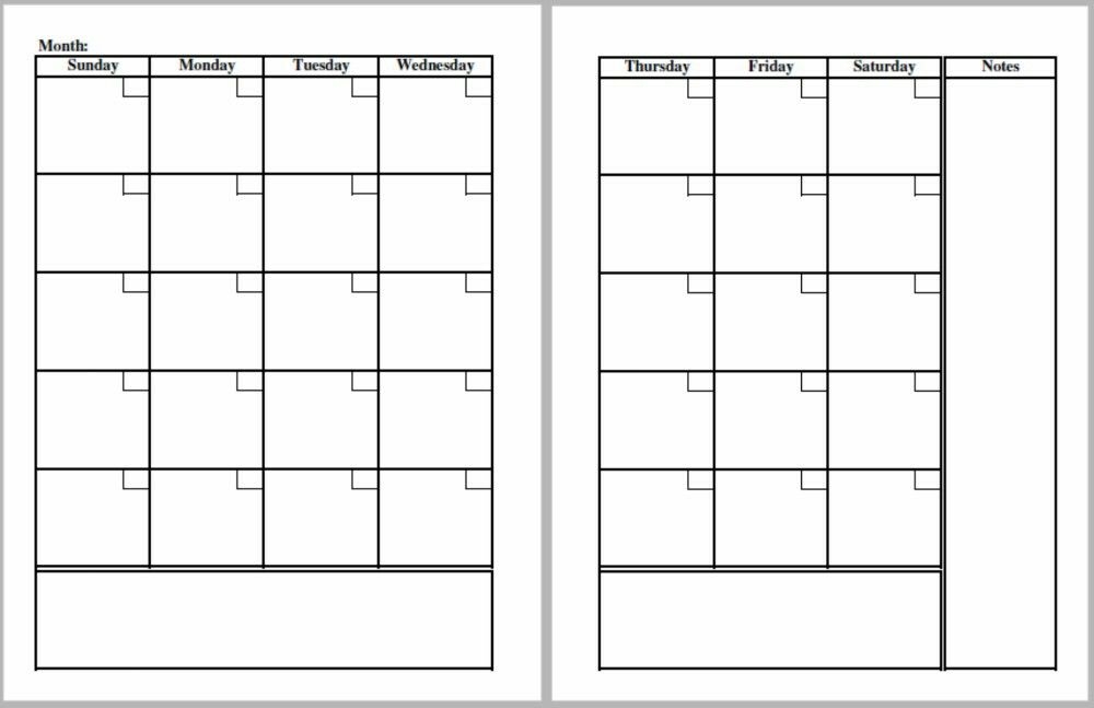 Free 2 Page Monthly Calendars Printable Calendar Template Printable 2 