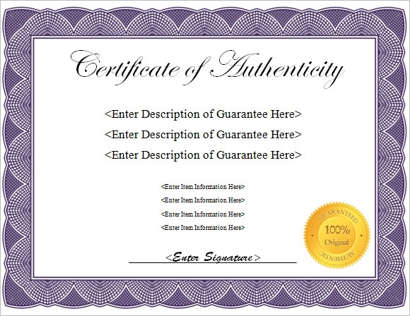 FREE 26 Certificate Of Authenticity Samples In MS Word PSD PDF