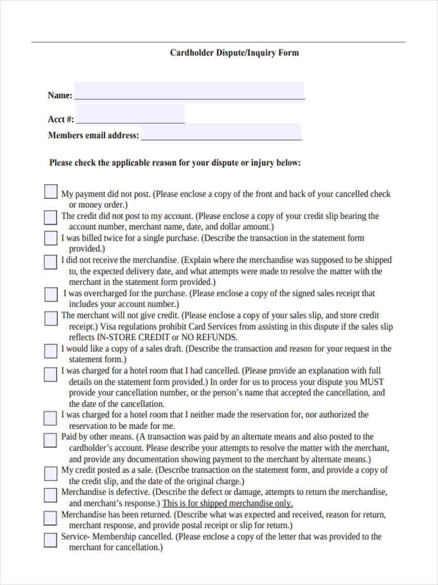 Printable Dispute Form For Hard Inquiry