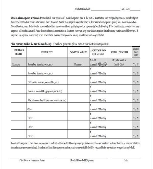 FREE 8 Sample Medical Expense Forms In PDF MS Word