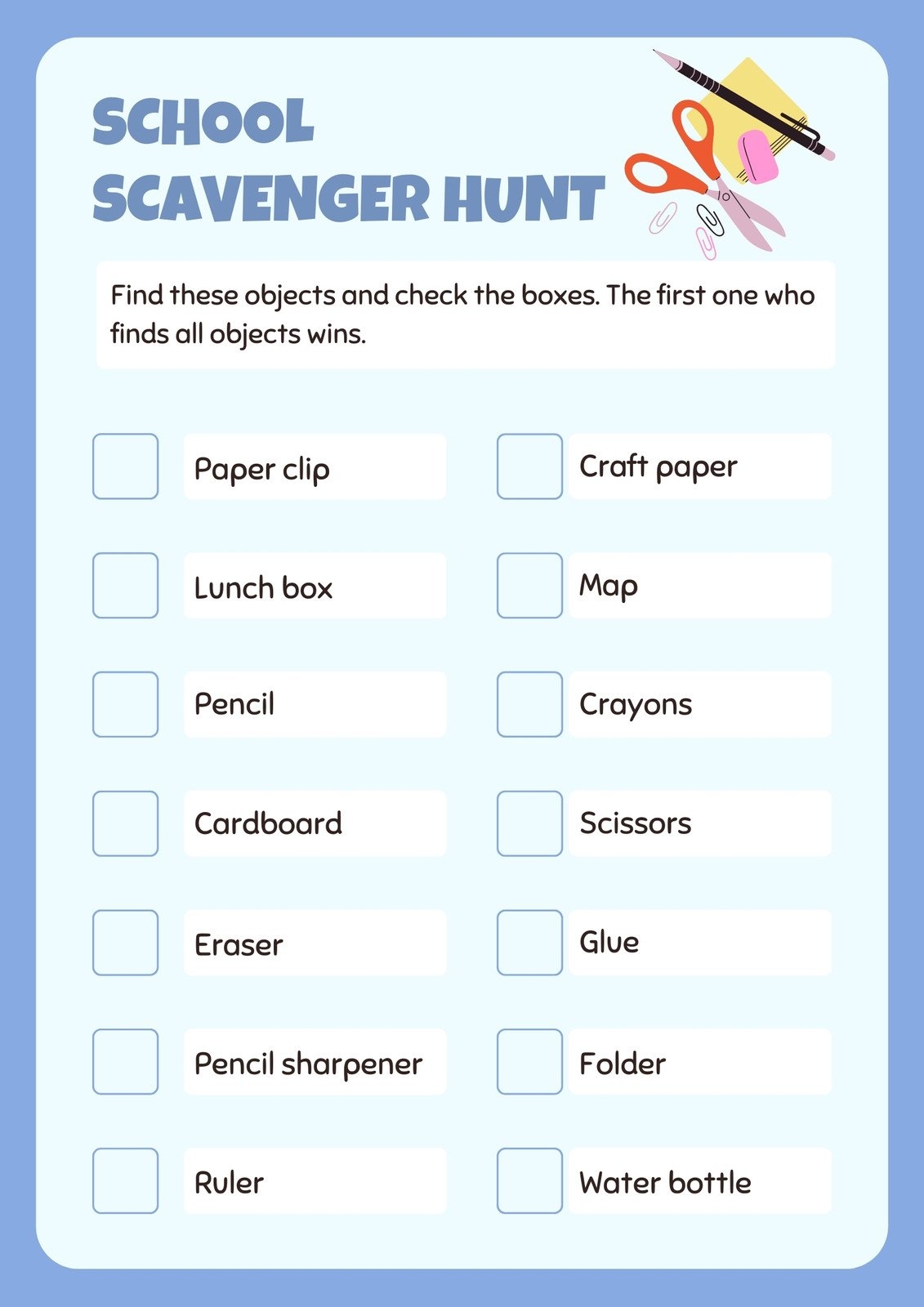 Printable Scavenger Hunt Template Printable Scavenger Hunt Template