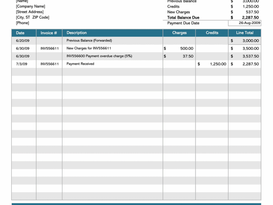 Free Billing Statement Templates Excel Word PDF