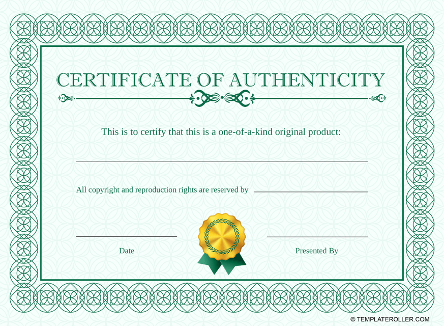 Free Certificate Of Authenticity Templates Customize Download