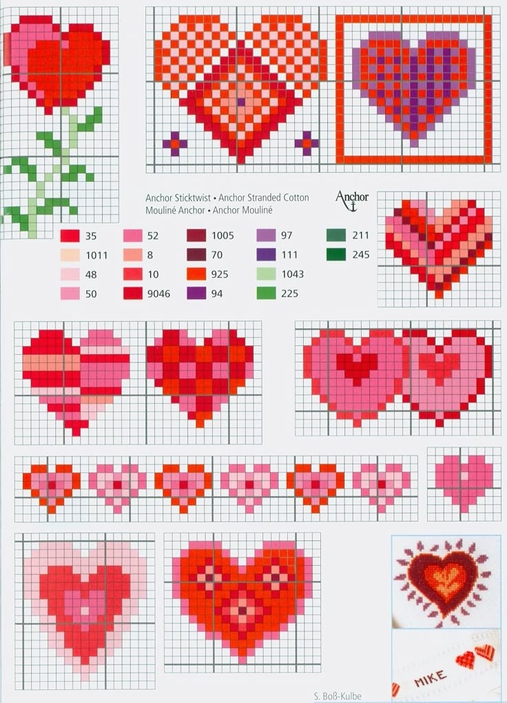 Heart Counted Cross Stitch Patterns Free Printable