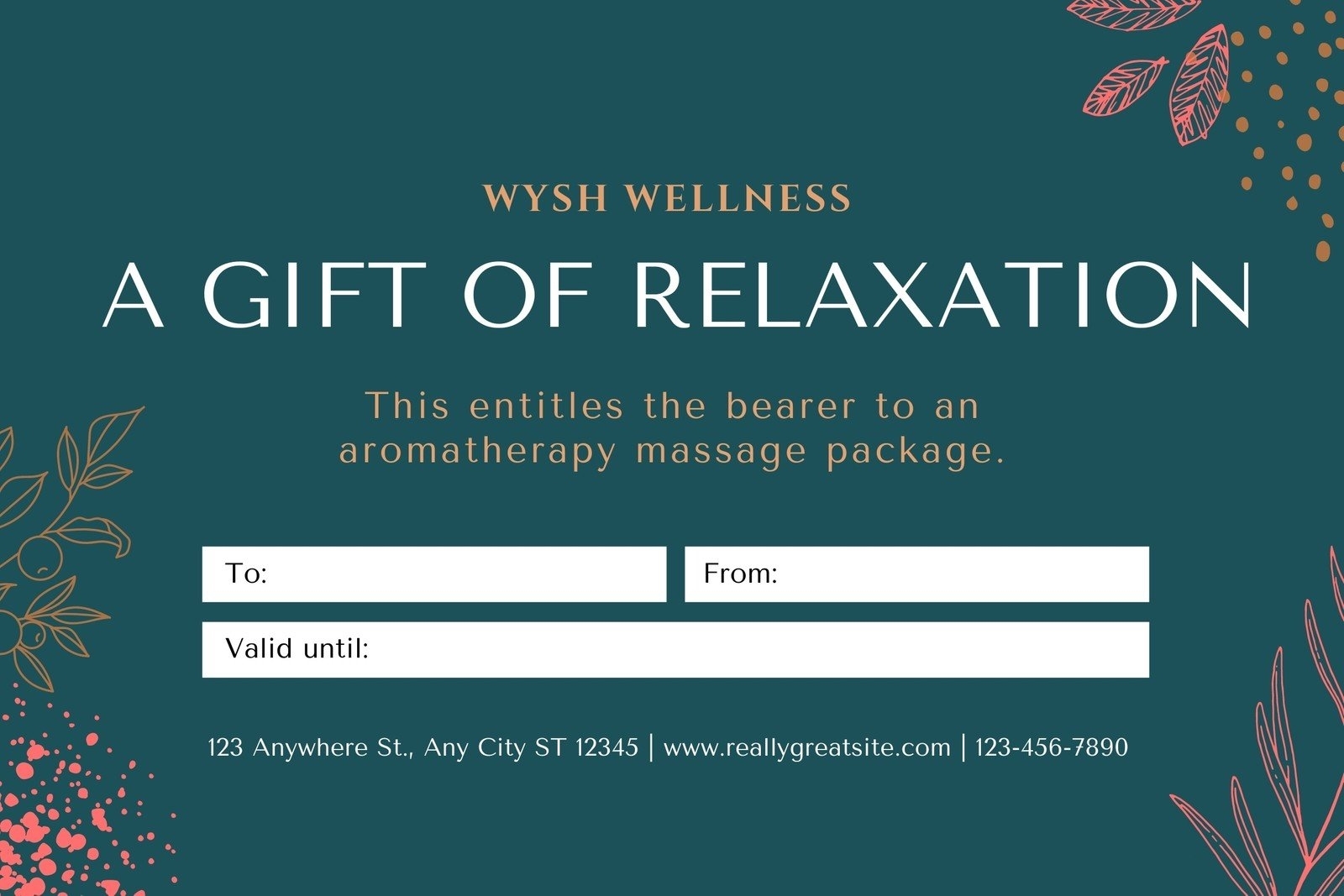 Free Custom Printable Massage Gift Certificate Templates Canva 