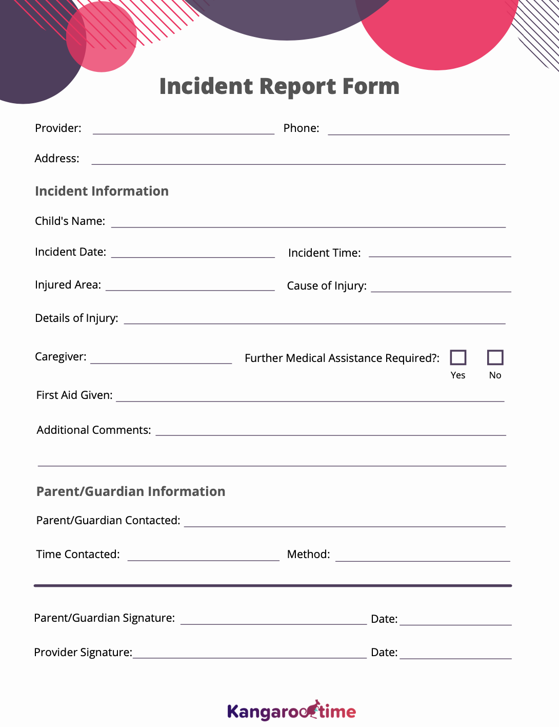 Free Downloadable Incident Report Form For Daycare Centers Artofit