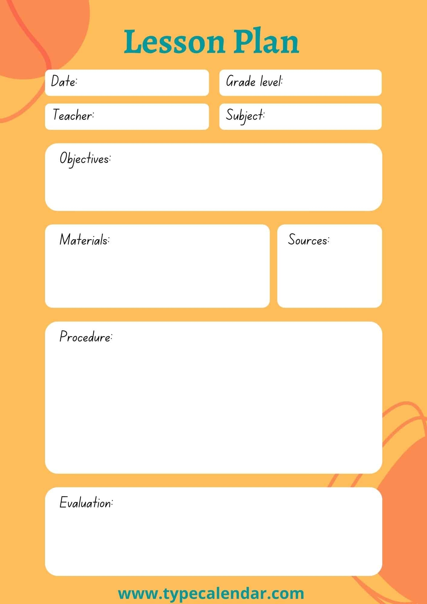 Free Editable Blank Lesson Plan Template Word Printable Online