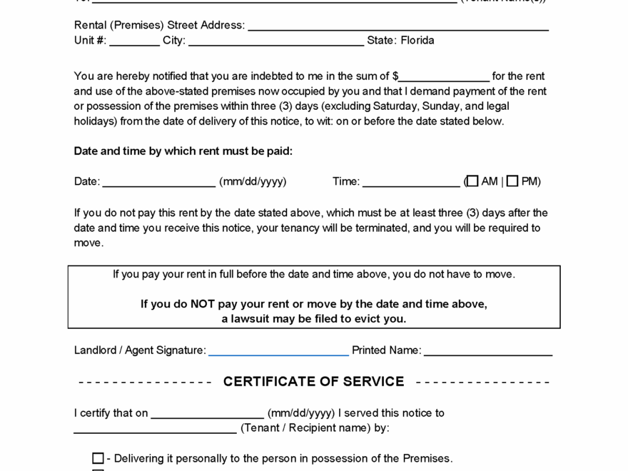 Free Florida Eviction Notice Templates 3 PDF Word