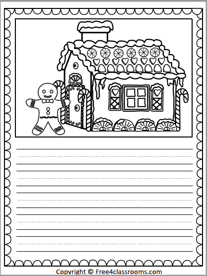 Free Gingerbread House Writing Page Free Worksheets Free4Classrooms