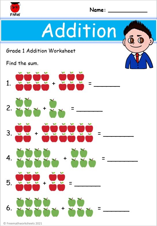 Printable Addition Worksheets For Grade 1
