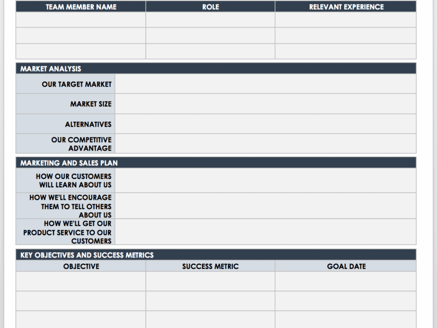 Free PDF Business Plan Templates Smartsheet