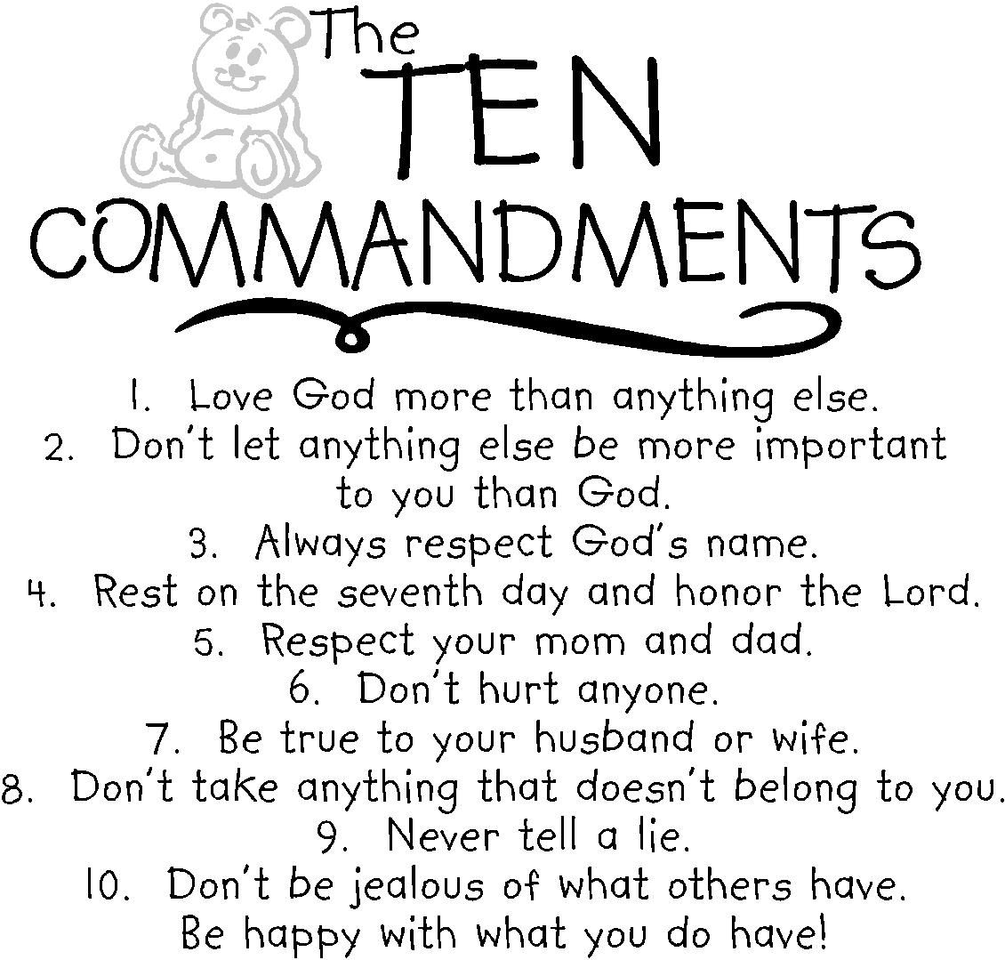 Printable Ten Commandments For Kids