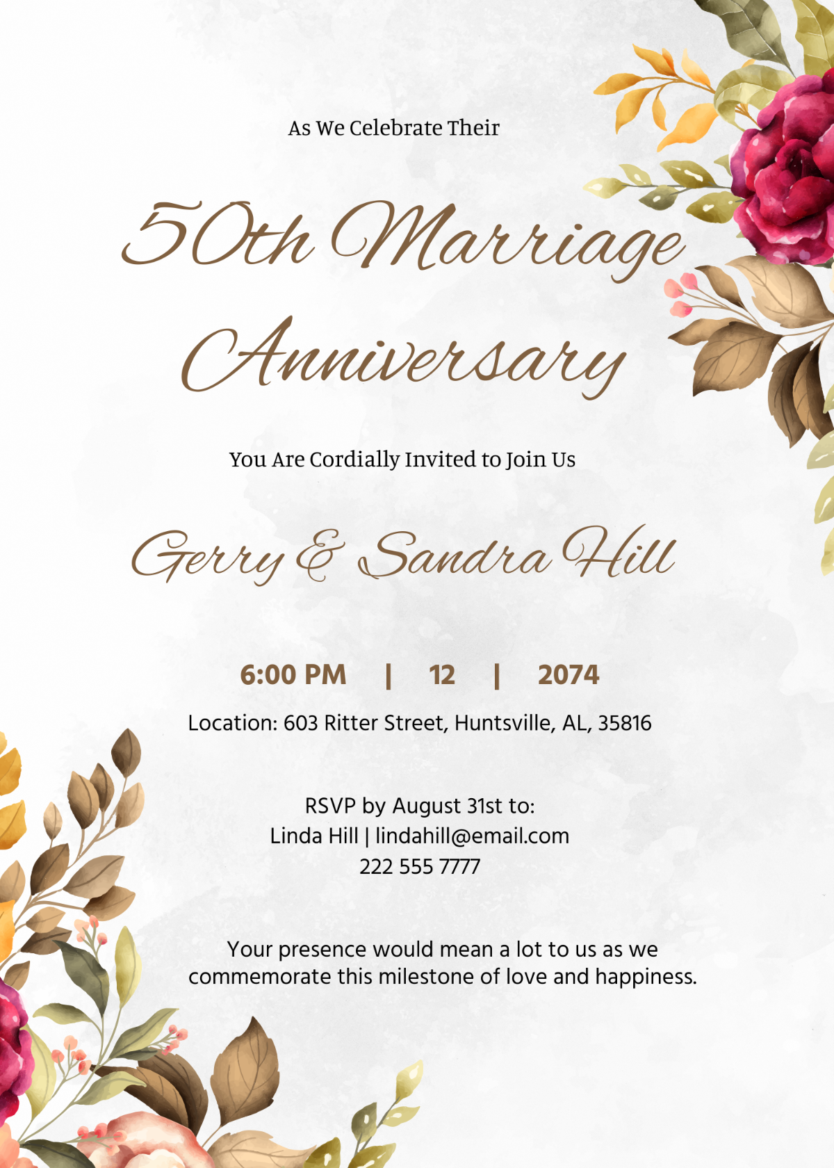 Printable Anniversary Invitations Templates