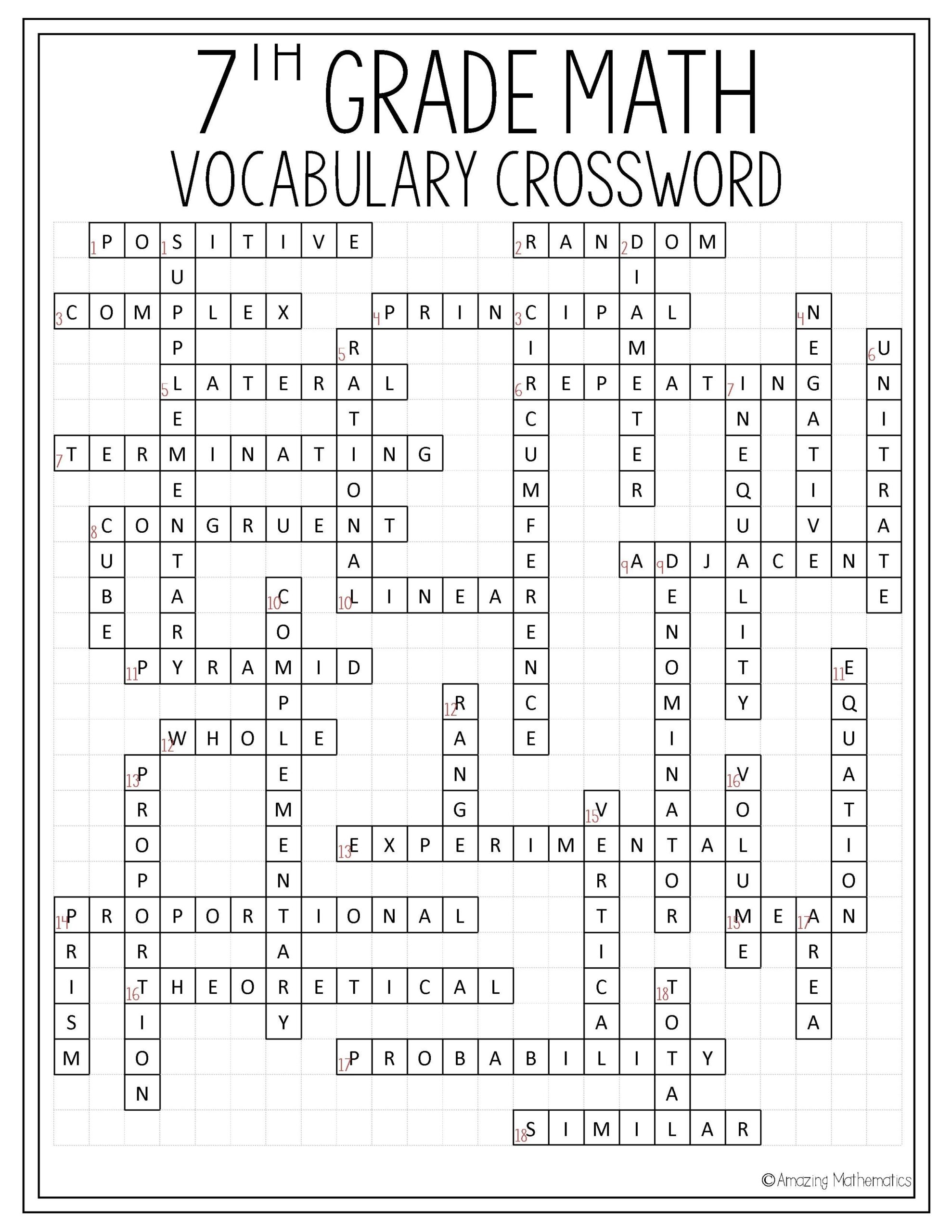 Seventh Grade Printable Math Worksheets
